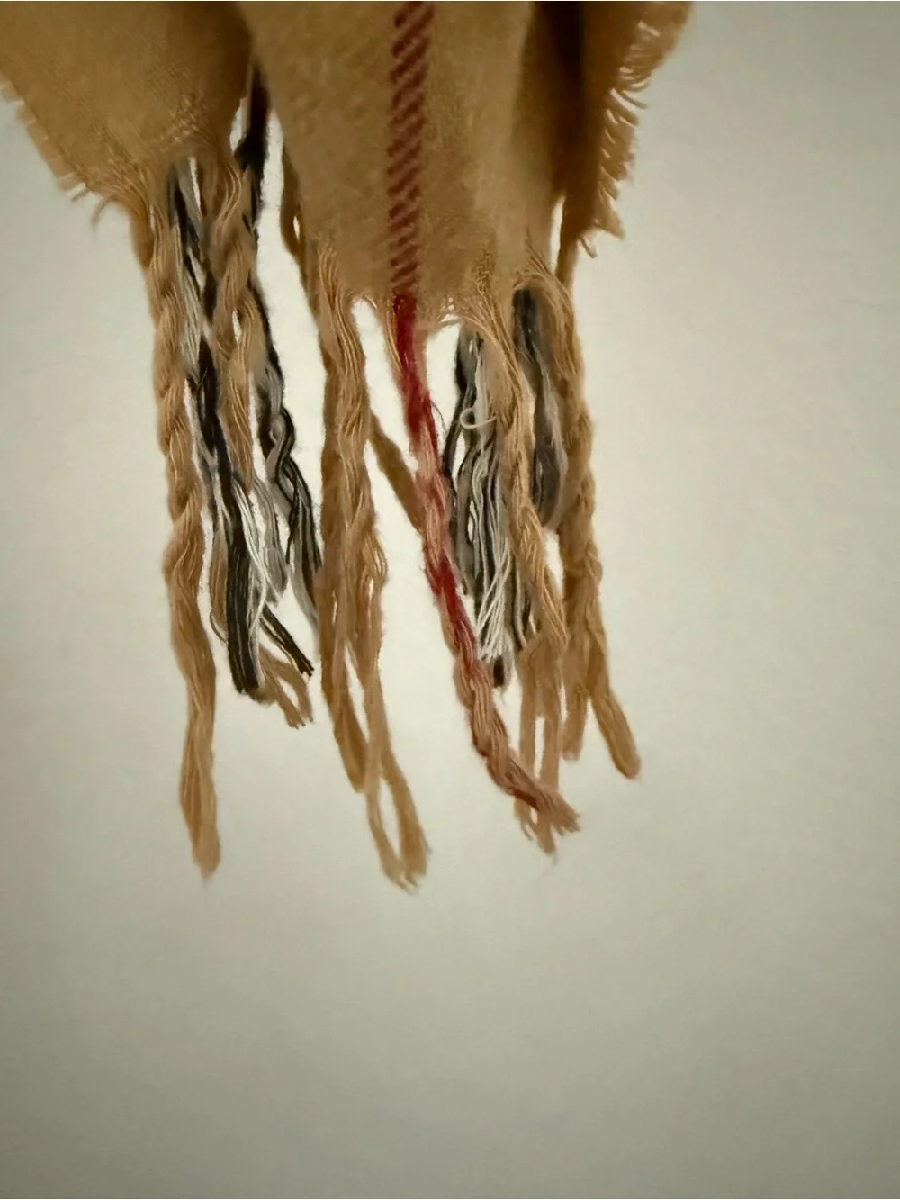 Bundle 3 for 50% off Familiar Tan Plaid Shirred Scarf with Fringe
